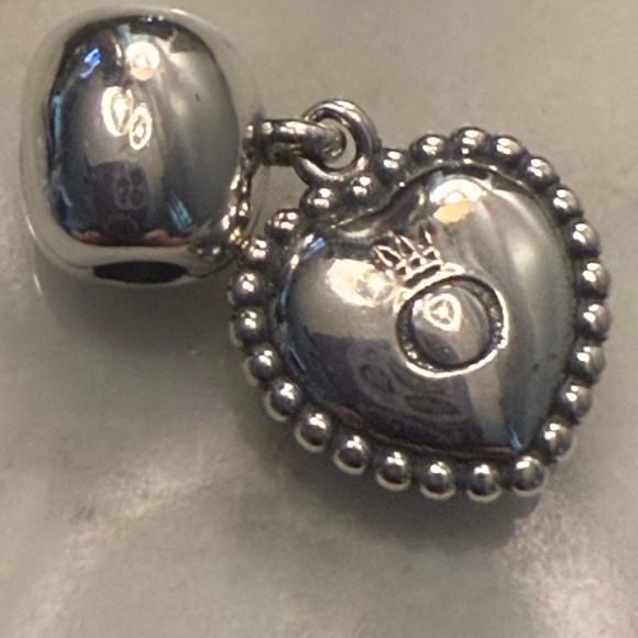 Authentic Pandora Black Onyx Silver Heart Retired Bracelet Clip Charm - Picture 4 of 5